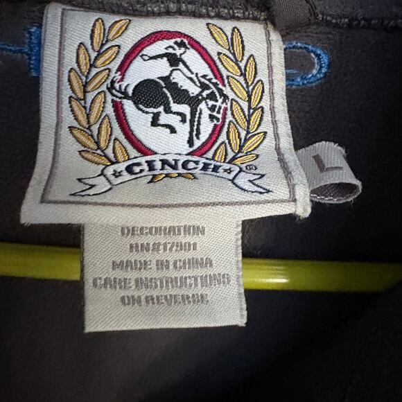 Cinch Softshell Jacket L Gray Blue Full Zip Western Rodeo Performance GORPCORE - Picture 5 of 6